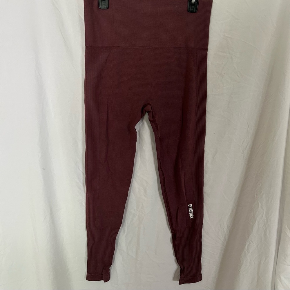 Gymshark Pink High Waist Stretch Ankle Leggings Women Solid Knit Logo